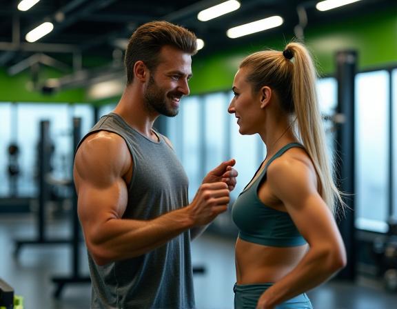 Coach personnel aidant un membre chez VerdurePulse Fitness